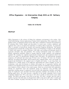 Office Ergonomics : An Intervention Study With an Oil ... Company  Salim Ali Al Harthi