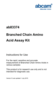 ab83374 Branched Chain Amino Acid Assay Kit Instructions for Use