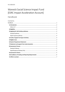 Warwick Social Science Impact Fund [ESRC Impact Acceleration Account] Handbook Contents