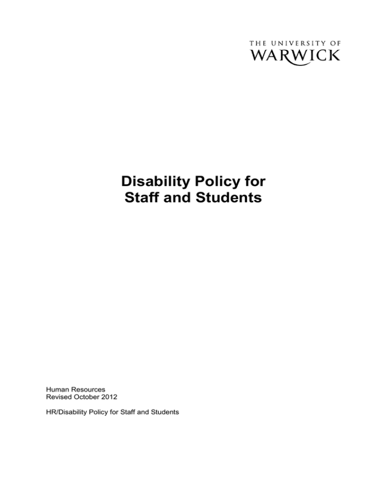 Disability Policy For Staff And Students Human Resources