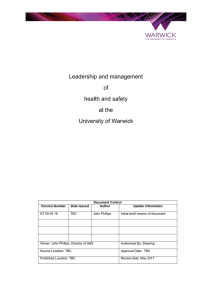 Leadership and management of health and safety at the