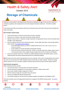 Health &amp; Safety Alert Storage of Chemicals October 2015