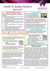 Health &amp; Safety Matters March 2016 Chemical Substance Safety Lighting in Offices