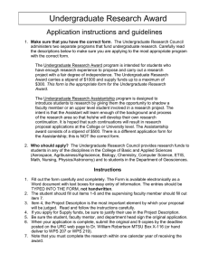 Undergraduate Research Award Application instructions and guidelines