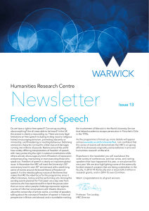 Newsletter Freedom of Speech Humanities Research Centre