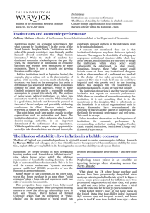Institutions and economic performance Bulletin of the Economics Research Institute
