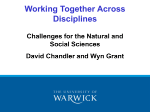 Working Together Across Disciplines Challenges for the Natural and Social Sciences