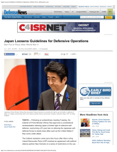 Japan Loosens Guidelines for Defensive Operations