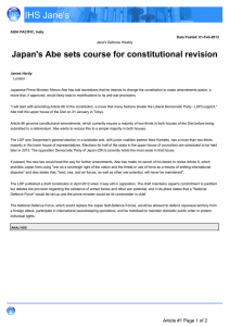 IHS Jane's Japan's Abe sets course for constitutional revision
