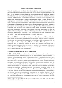 What,  if  anything,  can  we ... philosophers think we can learn important  truths.  In... Enquiry and the Value of Knowledge