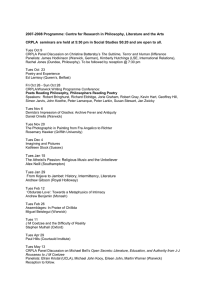 2007-2008 Programme: Centre for Research in Philosophy, Literature and the...  CRPLA  seminars are held at 5:30 pm in Social...