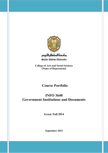 Course Portfolio INFO 3640 Government Institutions and Documents