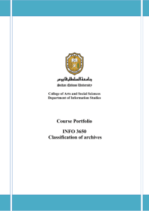 Course Portfolio INFO 3650 Classification of archives