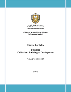 Course Portfolio [Collections Building &amp; Development INFO 2111