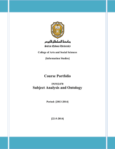 Course Portfolio Subject Analysis and Ontology