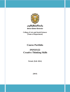 Course Portfolio INFO3122 Creative Thinking Skills