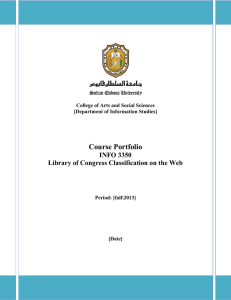 Course Portfolio INFO 3350 Library of Congress Classification on the Web