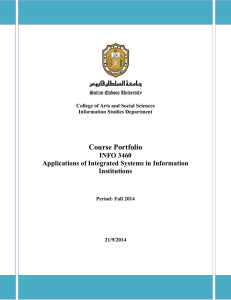 Course Portfolio INFO 3460 Applications of Integrated Systems in Information