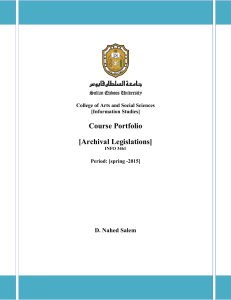 Course Portfolio [Archival Legislations] D. Nahed Salem