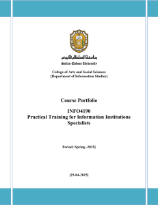 Course Portfolio INFO4190 Practical Training for Information Institutions