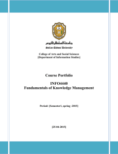 Course Portfolio INFO4440 Fundamentals of Knowledge Management