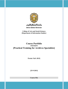 Course Portfolio [Practical Training for Archives Specialists]