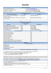 Brief Bio  Sociology &amp; Social Work