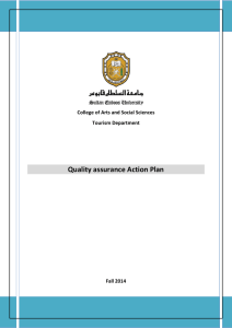 Quality assurance Action Plan College of Arts and Social Sciences Tourism Department