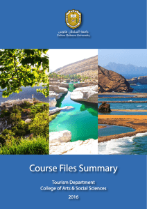 Course Files Summary Tourism Department College of Arts &amp; Social Sciences 2016