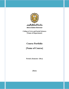 Course Portfolio [Name of Course] College of Arts and Social Sciences