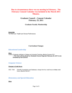 Due to circumstances there was no meeting in February. ... February Consent Calendar was included in the March 2011