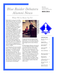 Blue Raider Debaters Alumni News What We’ve Been Up To! 08/01/2014