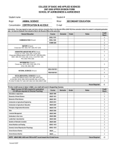 COLLEGE OF BASIC AND APPLIED SCIENCES 2007-2009 UPPER DIVISION FORM