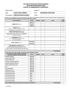 COLLEGE OF BASIC AND APPLIED SCIENCES 2007-2009 UPPER DIVISION FORM
