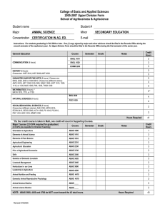 College of Basic and Applied Sciences 2005-2007 Upper Division Form