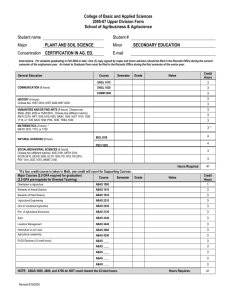 College of Basic and Applied Sciences 2005-07 Upper Division Form