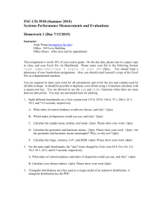 FSU CIS 5930 (Summer 2015) Systems Performance Measurements and Evaluations