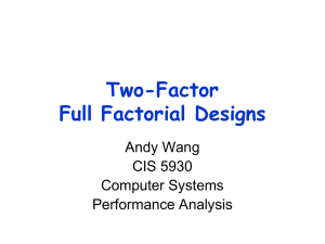 Two-Factor Full Factorial Designs Andy Wang CIS 5930