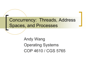 Concurrency:  Threads, Address Spaces, and Processes Andy Wang Operating Systems