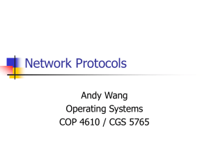 Network Protocols Andy Wang Operating Systems COP 4610 / CGS 5765