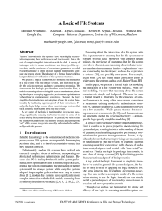 A Logic of File Systems Abstract Muthian Sivathanu ,