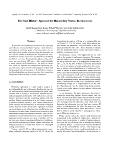 The Hash History Approach for Reconciling Mutual Inconsistency hoon, wilensky, kubitron