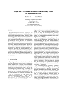 Design and Evaluation of a Continuous Consistency Model for Replicated Services