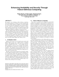 Enhancing Availability and Security Through Failure-Oblivious Computing