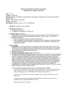 Steering Committee for Information Technology December 6, 2011 Minutes - Approved  Time:
