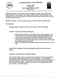 Teacher Education Council Minutes Members Present: