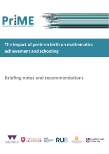 Briefing notes and recommendations The impact of preterm birth on mathematics