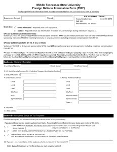 Middle Tennessee State University Foreign National Information Form (FNIF)