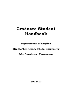 Graduate Student Handbook Department of English Middle Tennessee State University