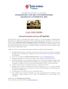 Call for papers Shakespeare and His Contemporaries Graduate Conference 2014